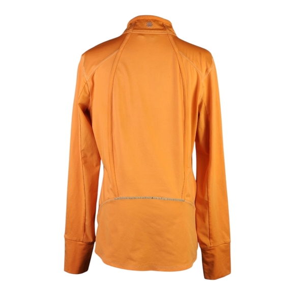 Athleta Orange Quarter Zip Jacket Thumbholes Reflective Activewear - Picture 6 of 12